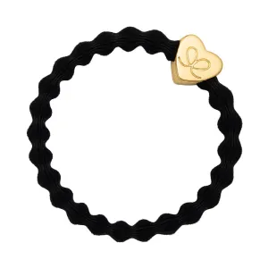 Gold Heart Black Charm Hair Band