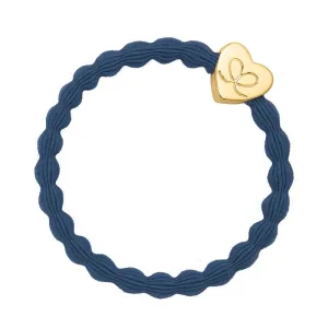 Gold Heart Dove Blue Charm Hair Band