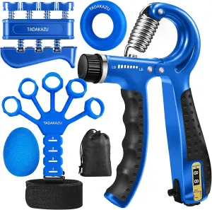 Grip Strength Trainer Kit (5 Pack) Hand Grip Strengthener, Finger Exerciser,Hand Extension Exerciser, Stress Relief Ball and Forearm Workout Ring for Muscle Building and Injury Recover