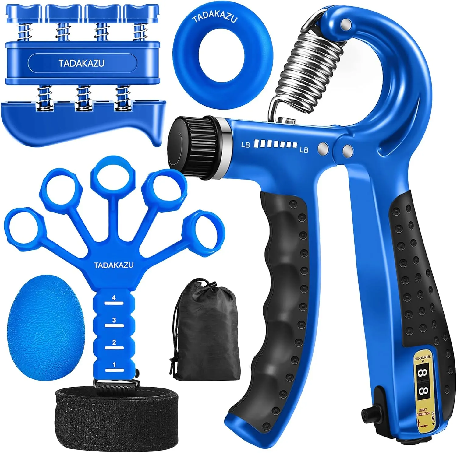 Grip Strength Trainer Kit (5 Pack) Hand Grip Strengthener, Finger Exerciser,Hand Extension Exerciser, Stress Relief Ball and Forearm Workout Ring for Muscle Building and Injury Recover