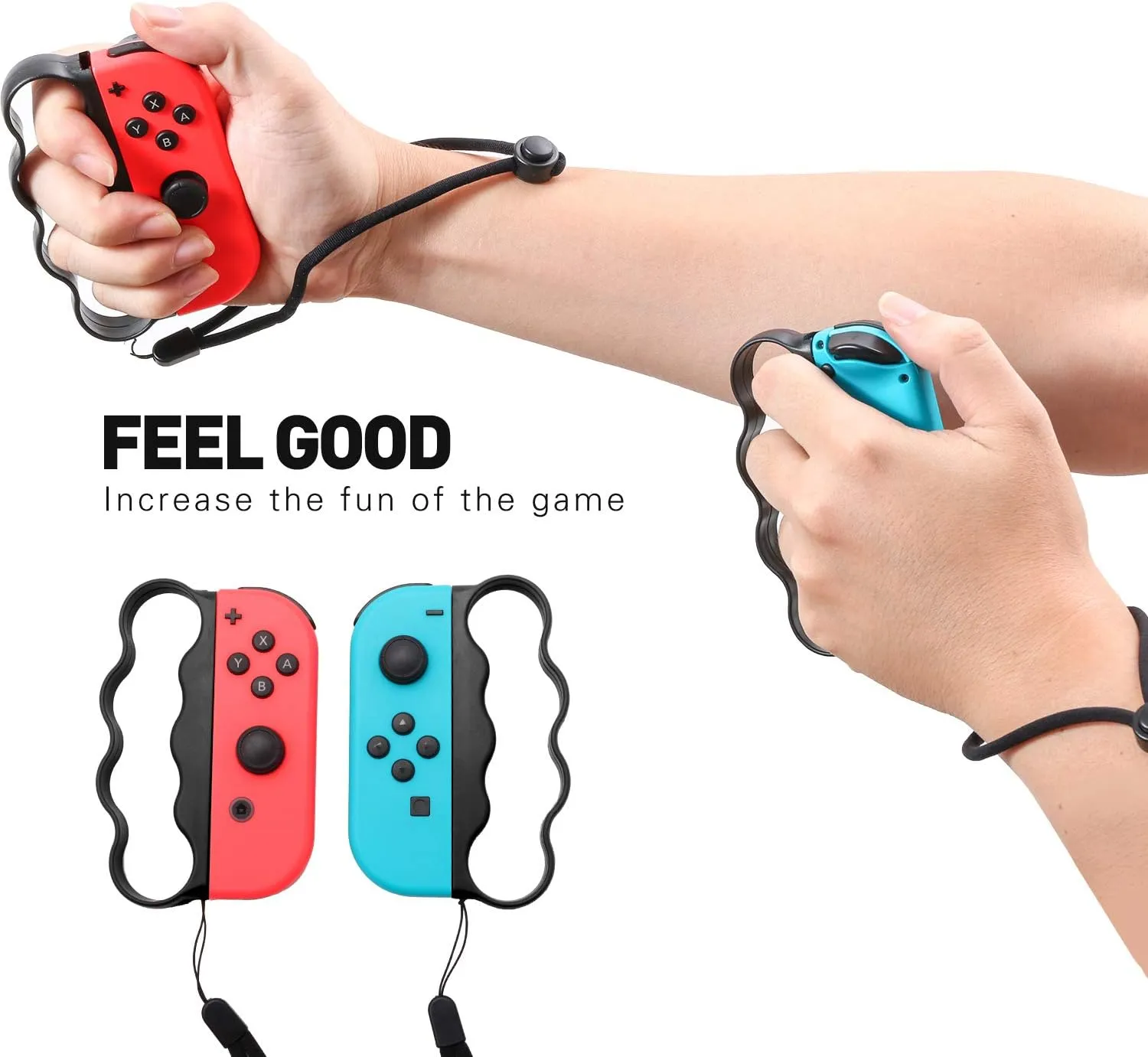 Grips for Fitness Boxing Switch, Controller Accessories Compatible with Nintendo Switch Sports and Switch Boxing Game, 2 Packs-Black