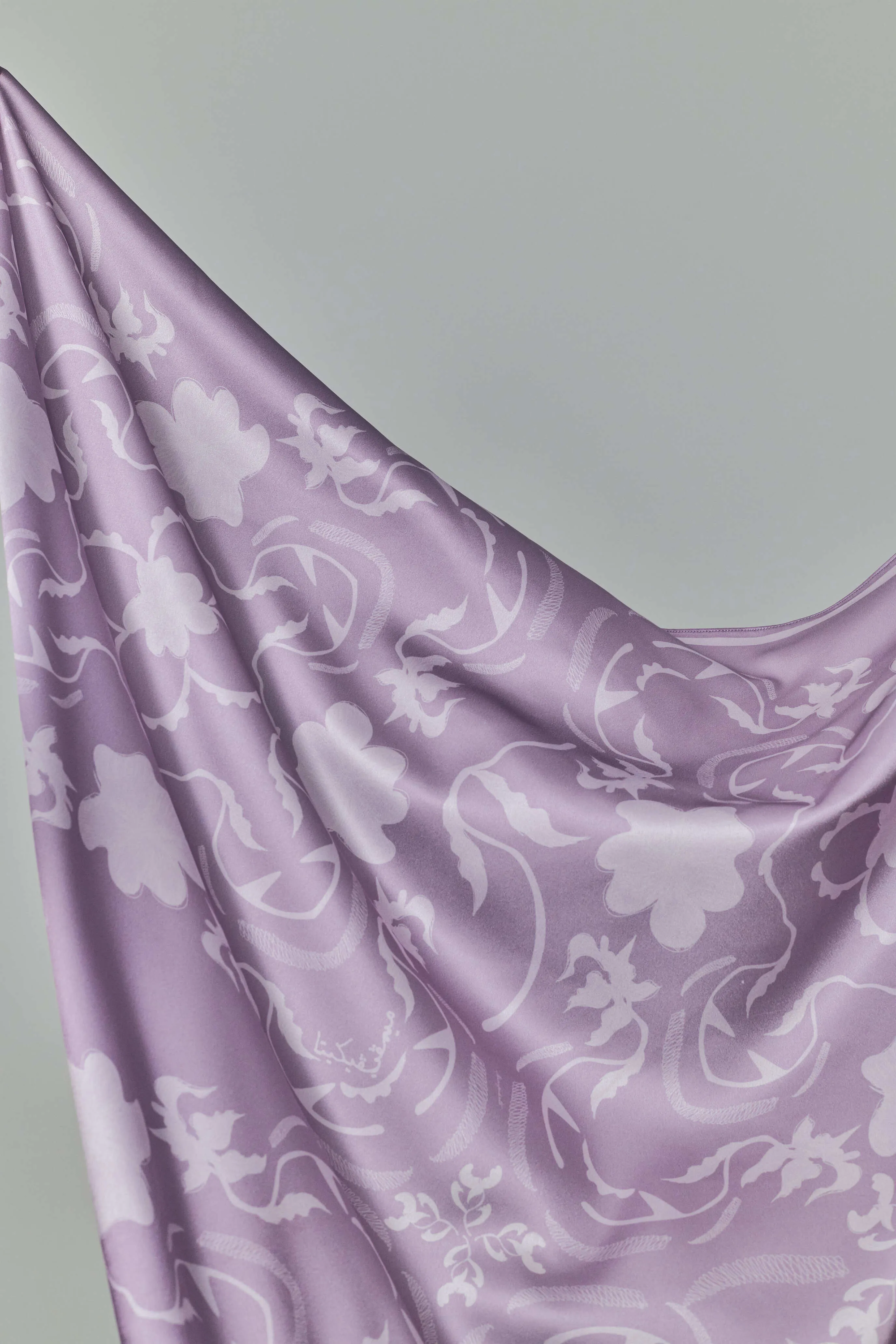 Hanna Purple Satin Square Scarf