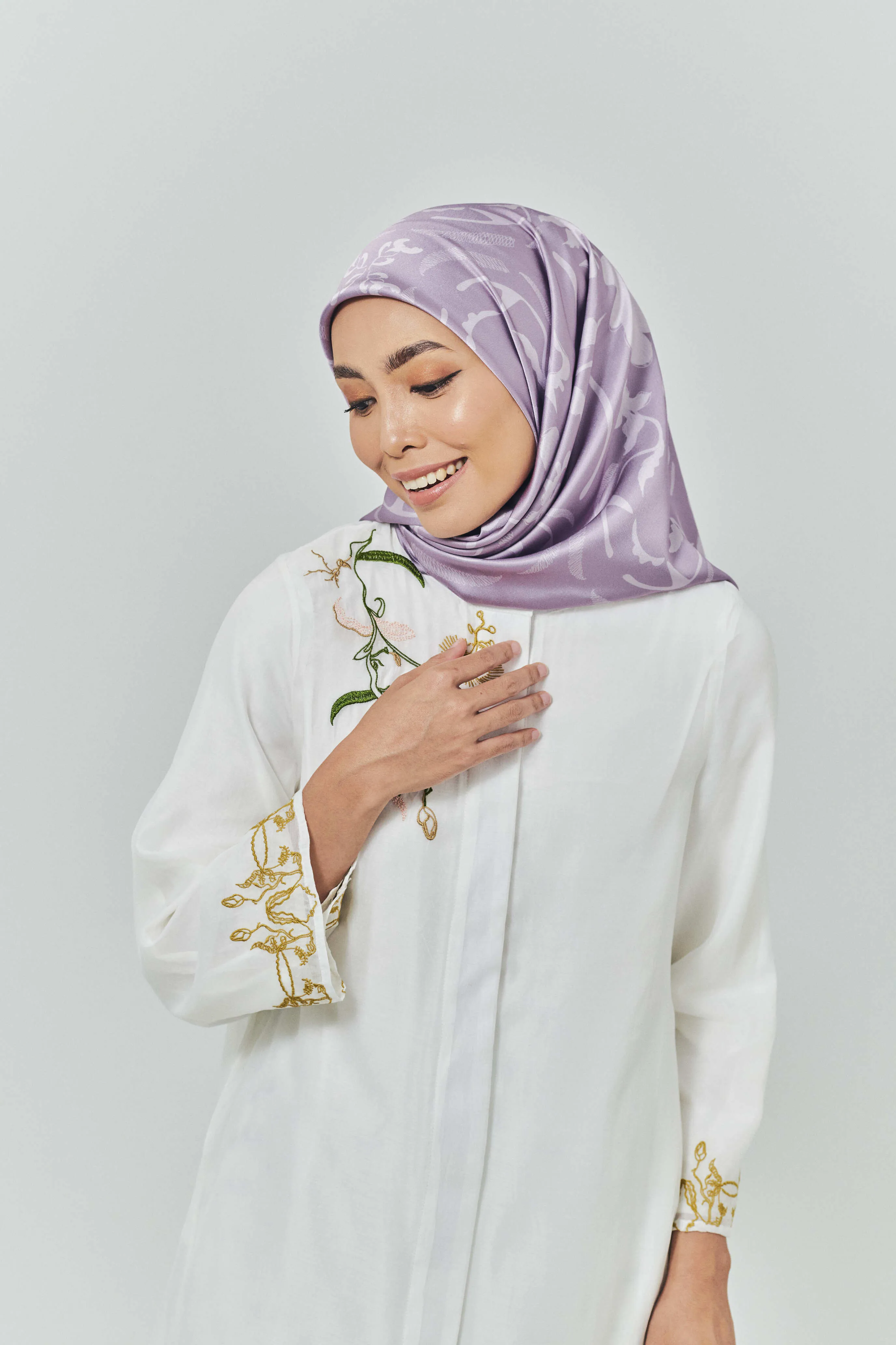 Hanna Purple Satin Square Scarf