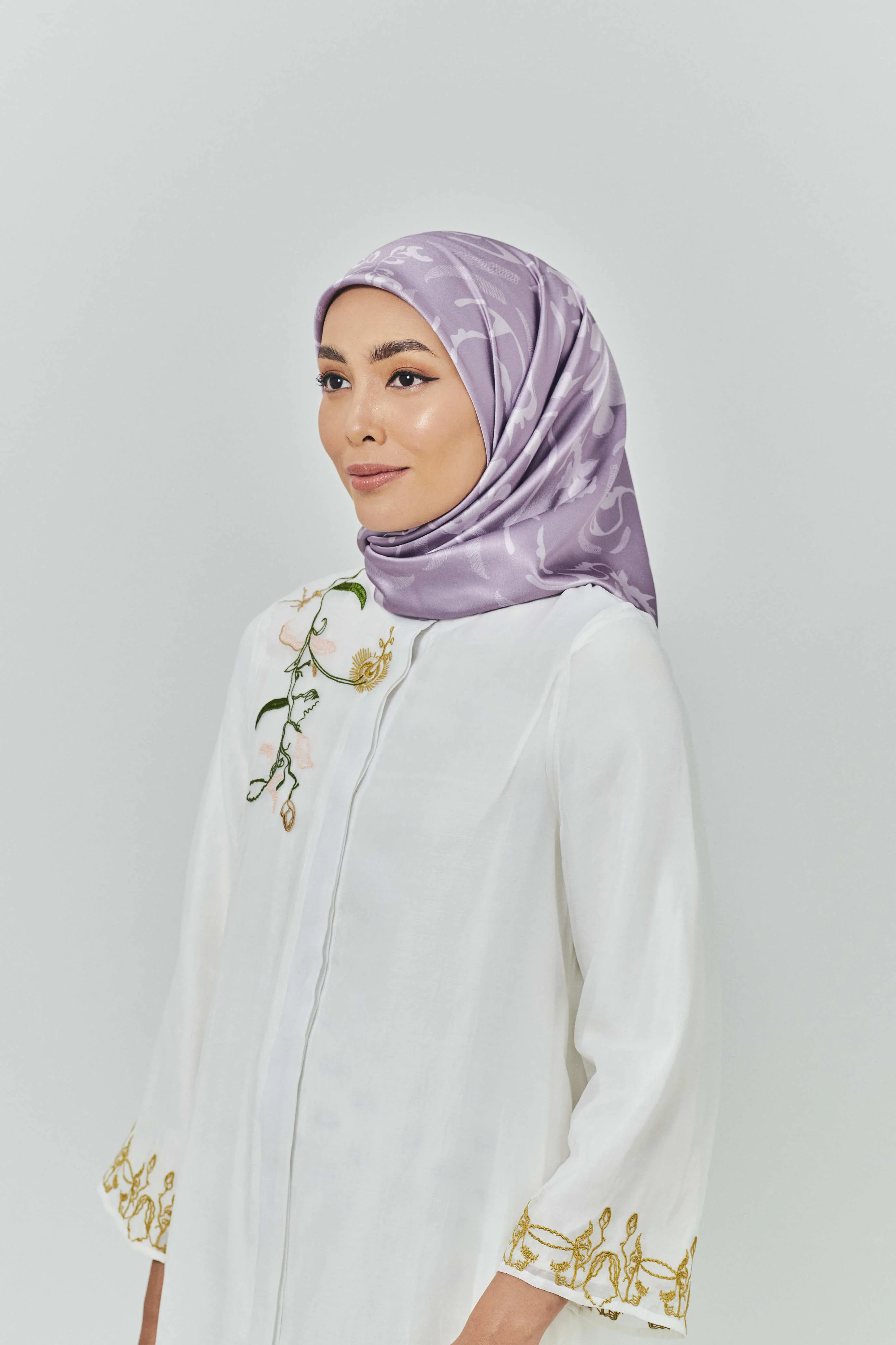 Hanna Purple Satin Square Scarf