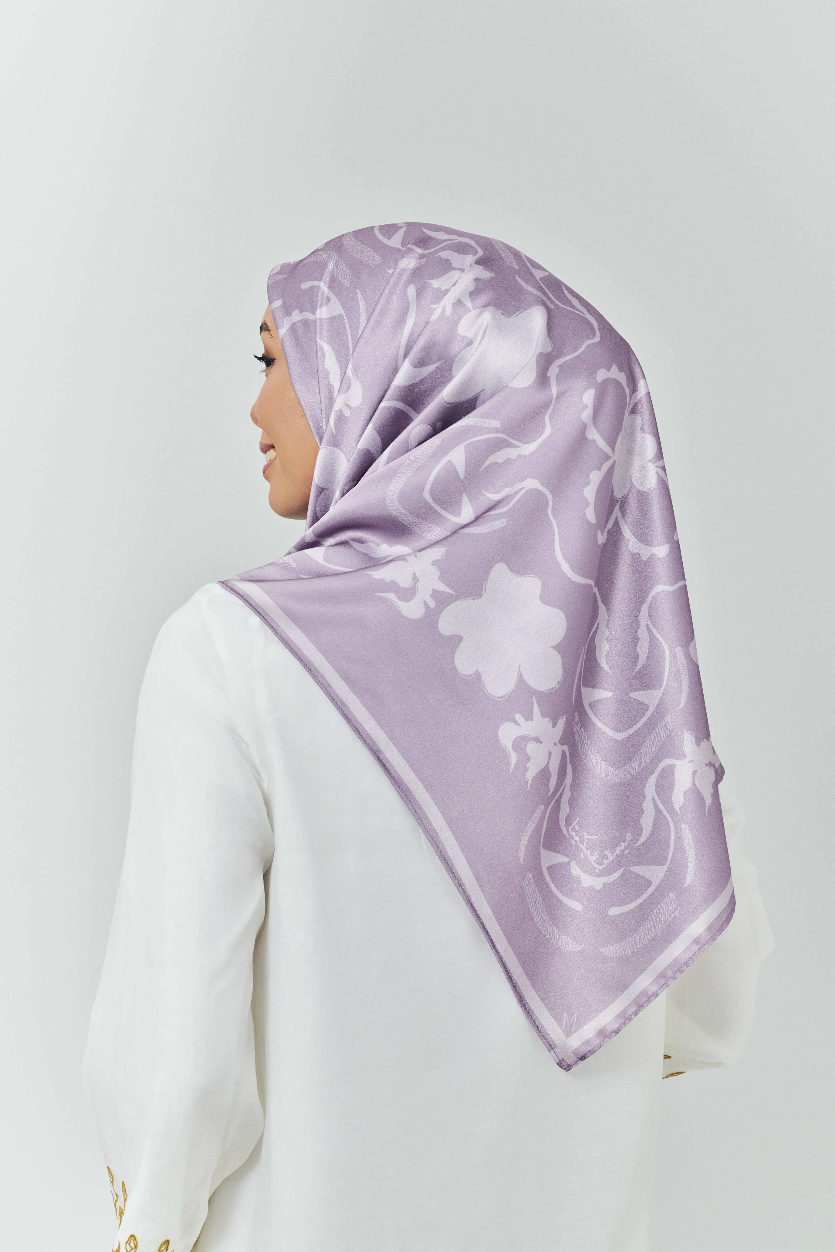 Hanna Purple Satin Square Scarf