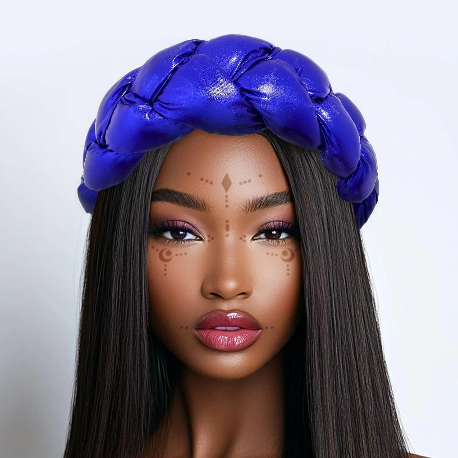 HeadWrap African Turban Hairband Pre-Tied Twisted Braid Headband with Matching Beanie Cap Headwrap Hat