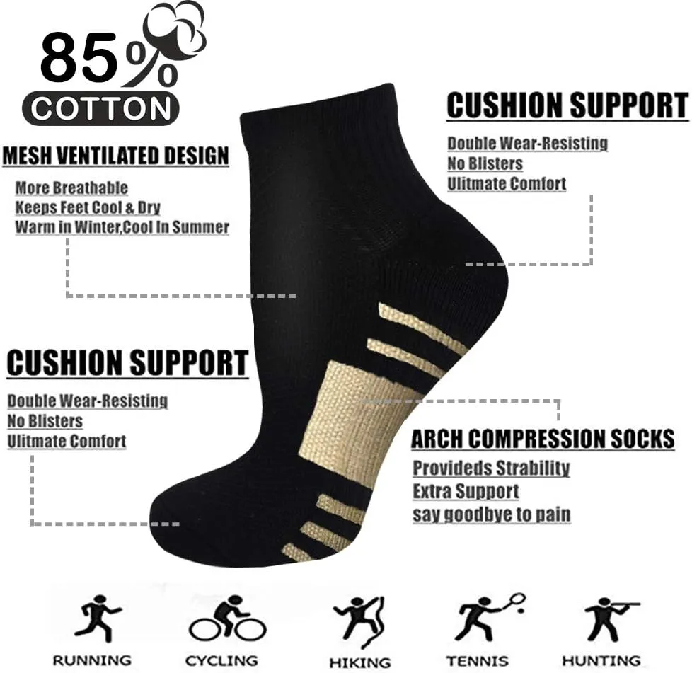 Iseasoo Copper Compression Socks for Men & Women Circulation-Ankle Plantar Fasciitis Socks Support for Athletic Running