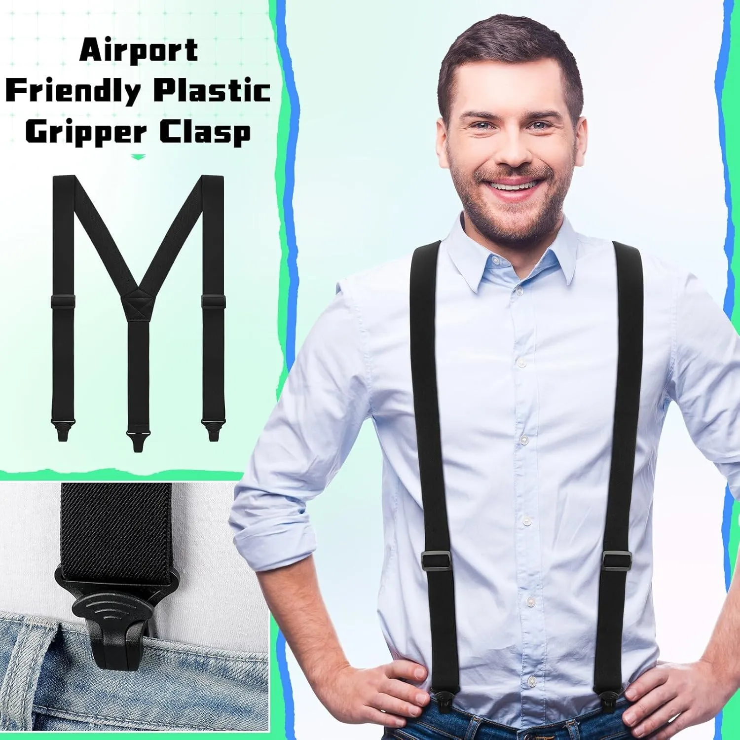 Jiuguva Men's Hidden Suspender Men Airport Friendly Hidden Straps Y Back Suspender Under Clothing Shirt Swimming