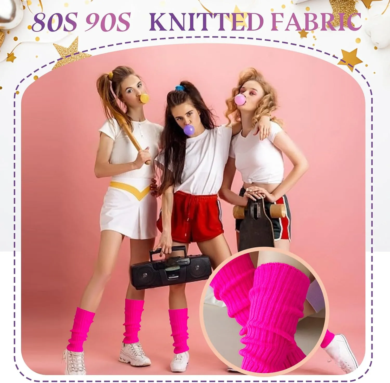 Leg Warmers for Women, Neon Ribbed Leg Socks, Stylish Accessories for 80s 90s Party Sports Yoga