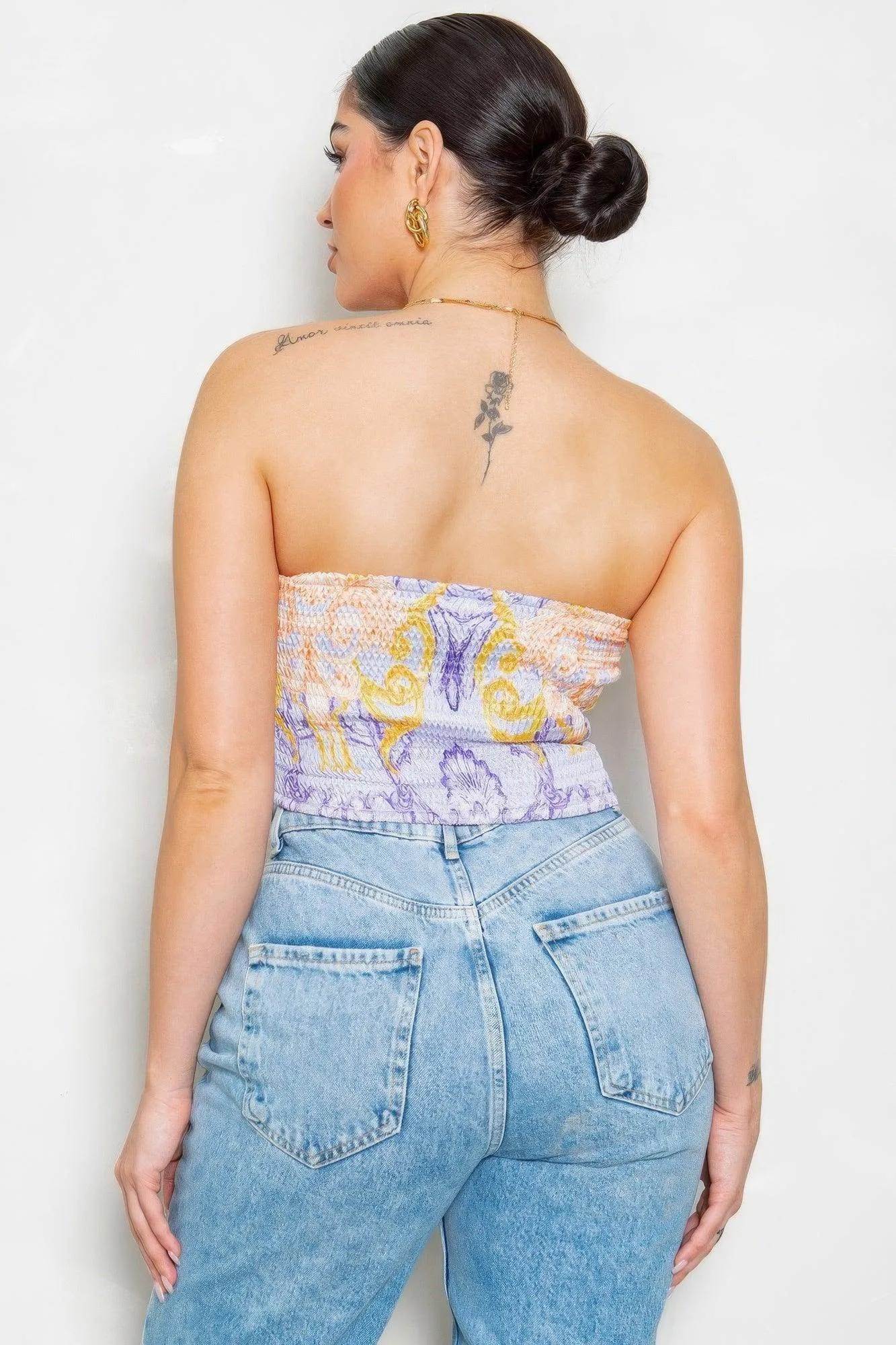 Lilac Strapless Satin Effect Scarf Top