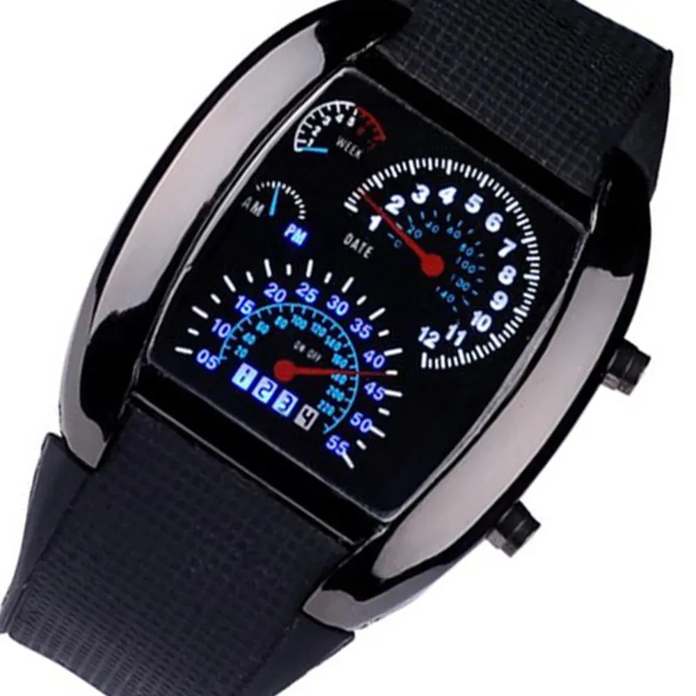 Luxury Digital Flash Dial Sports Watch - LED Aviation Turbo Display for Men & Women