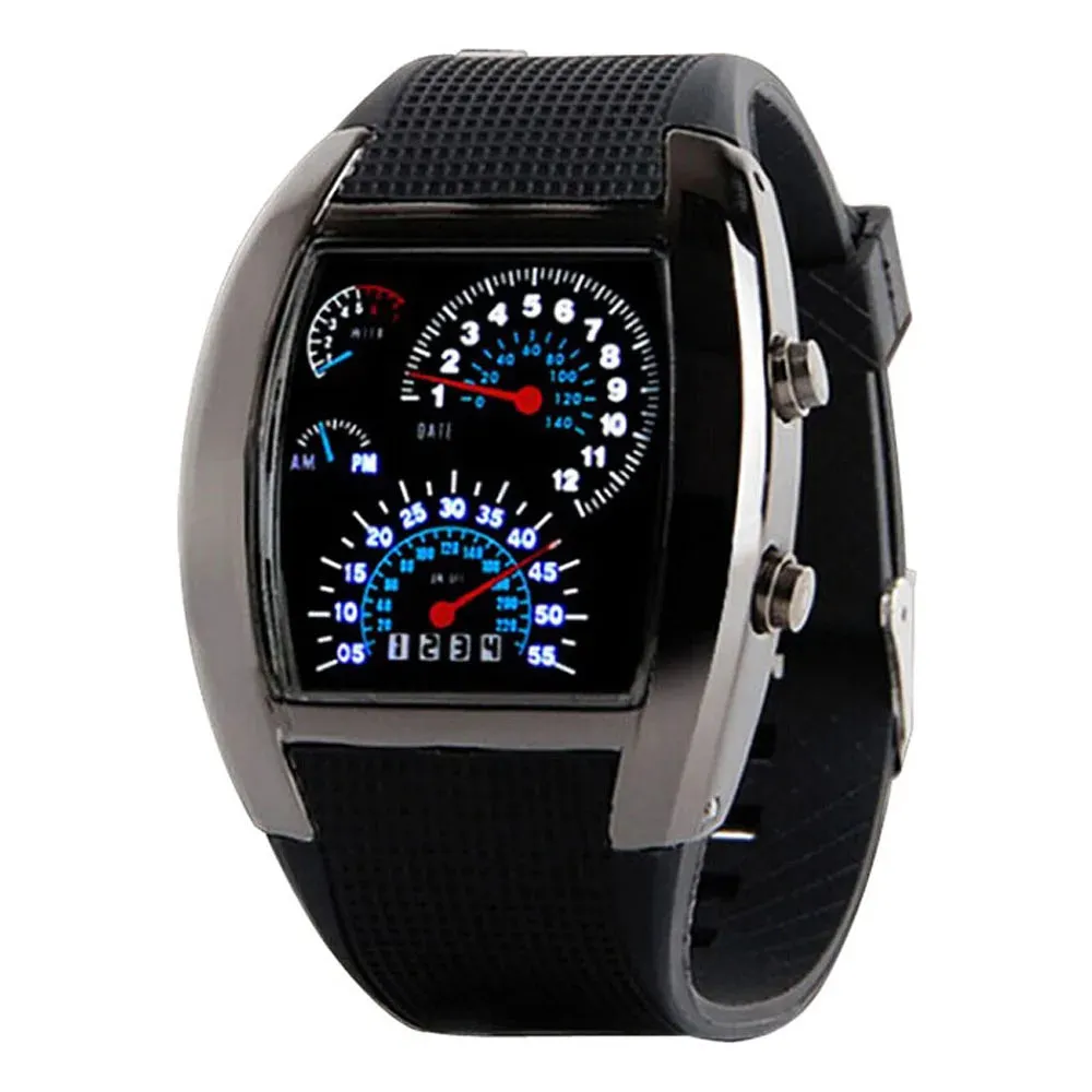 Luxury Digital Flash Dial Sports Watch - LED Aviation Turbo Display for Men & Women