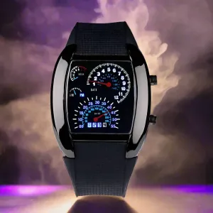Luxury Digital Flash Dial Sports Watch - LED Aviation Turbo Display for Men & Women