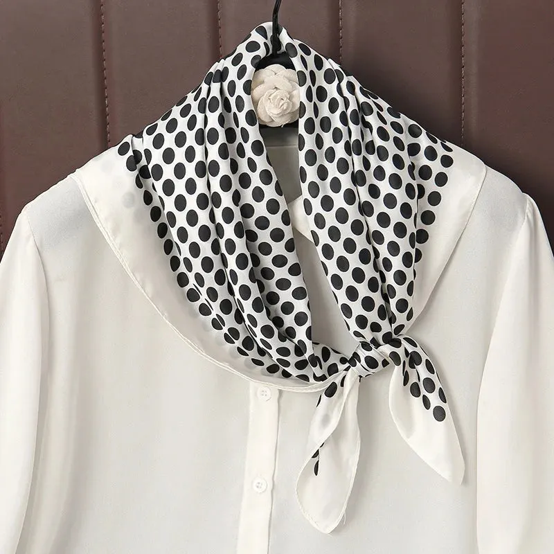 Luxury Print Satin Silk Square Scarf for Women Wrap Bandana