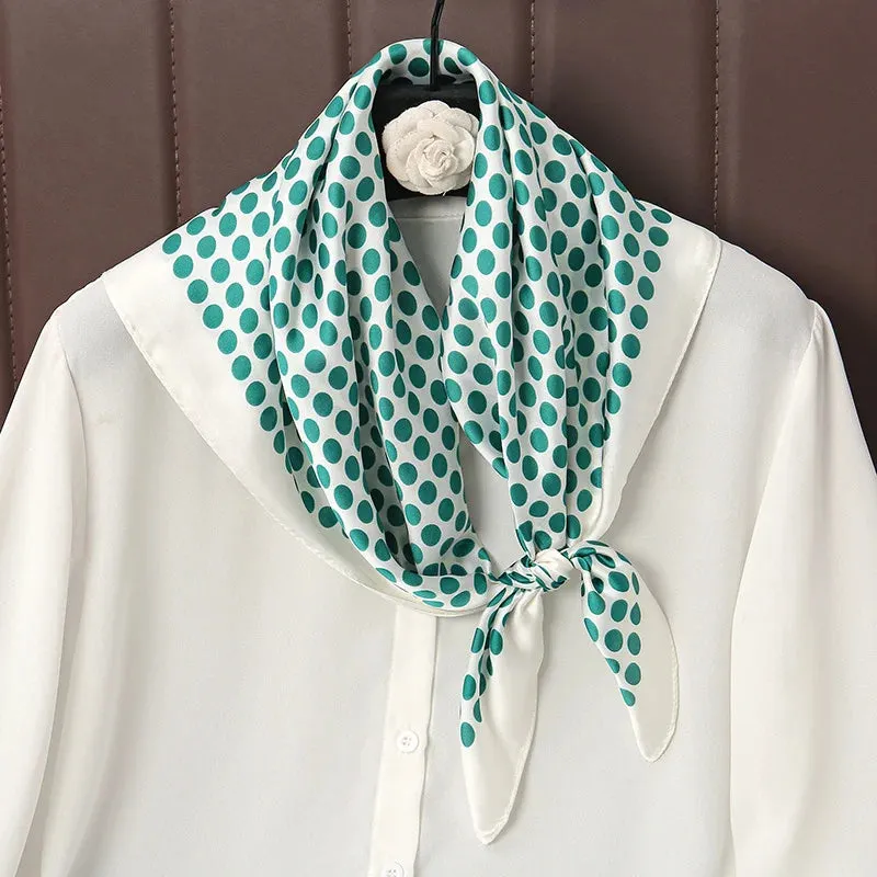 Luxury Print Satin Silk Square Scarf for Women Wrap Bandana