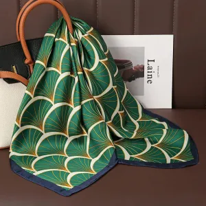 Luxury Print Satin Silk Square Scarf for Women Wrap Bandana