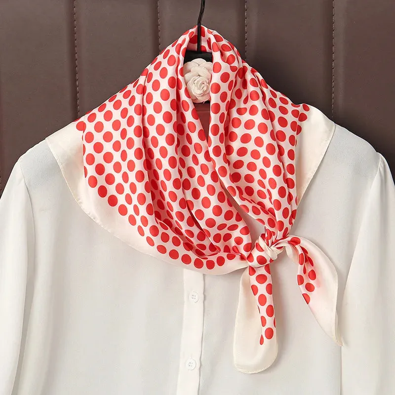 Luxury Print Satin Silk Square Scarf for Women Wrap Bandana
