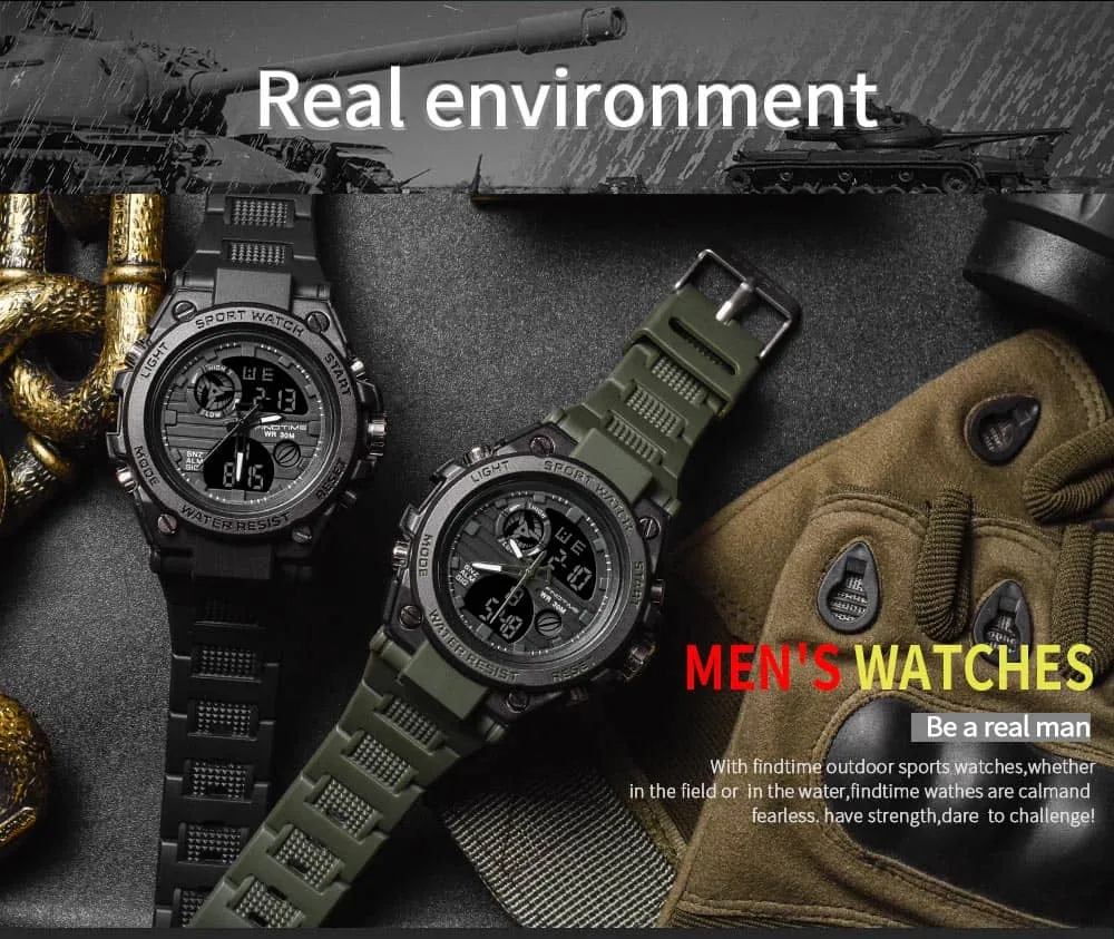 Men's Military Digital Watch Waterproof Tactical Watch with Alarm LED Outdoor Sports Stopwatch