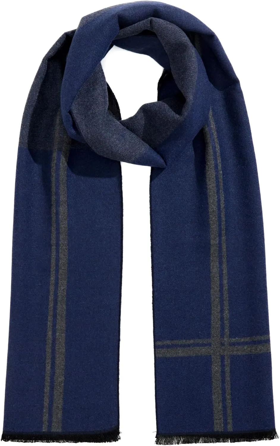 Men's Winter Warm Scarf Premium Cashmere Feel, Luxuriously Soft Long Plaid Pattern