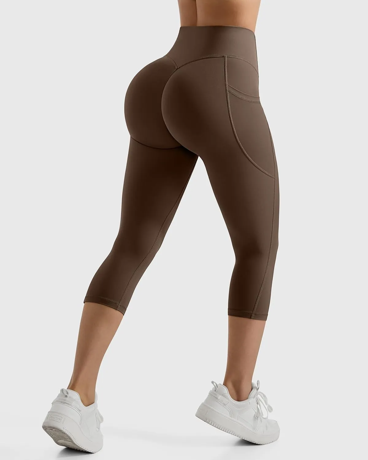 MOOSLOVER Women Buttery Soft Capris Leggings with Pockets High Waisted Scrunch Butt Tummy Control Workout Yoga Pants