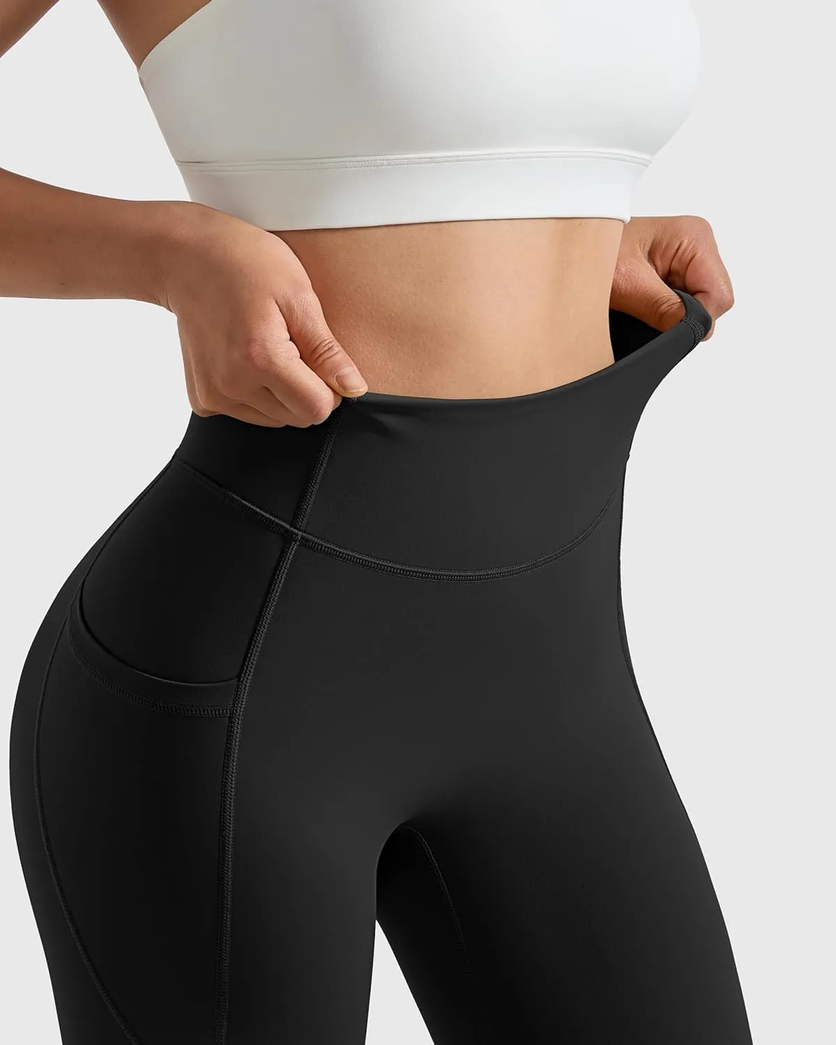 MOOSLOVER Women Buttery Soft Capris Leggings with Pockets High Waisted Scrunch Butt Tummy Control Workout Yoga Pants