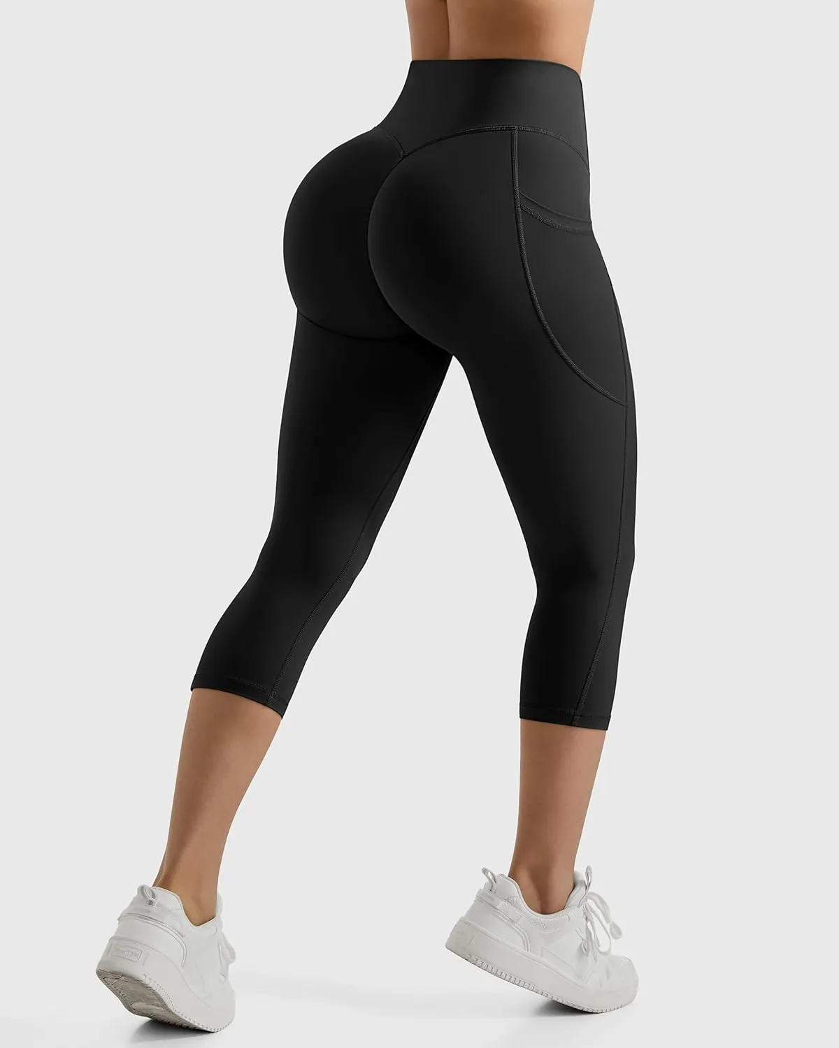 MOOSLOVER Women Buttery Soft Capris Leggings with Pockets High Waisted Scrunch Butt Tummy Control Workout Yoga Pants