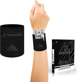 NEWZILL Wrist Wallet Wristband with Zipper - Cotton Sweatbands for Men & Women, Ideal for Sport, Running, Walking, Basketball, Football, Tennis, Hiking, Workout, and More