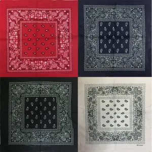 One Dozen/12pcs Bandanas 22X22 Inch 100% Cotton Novelty Double Sided Cowboy Bandana Party Favor Scarf Headband Handkerchiefs