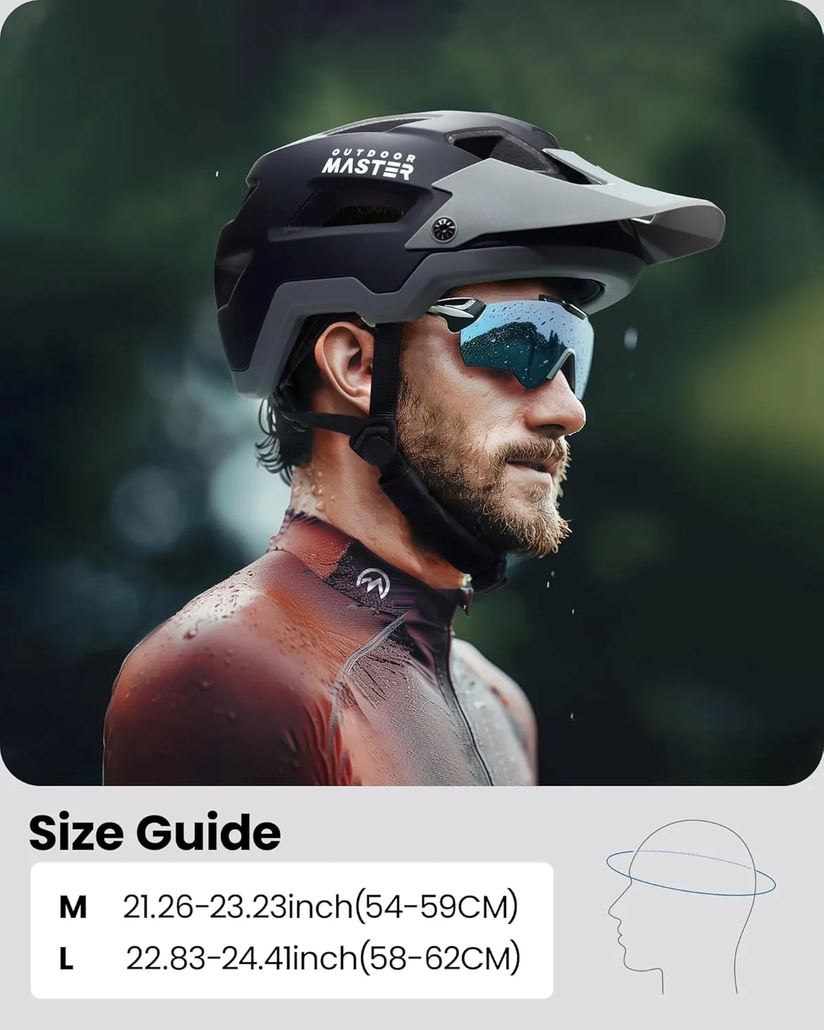 OutdoorMaster ERT Bike Helmet Adult Men and Women - Mountain Bike Helmet with Adjustable Sun Visor, 17 Vents, Removable/Washable Padding - Suitable for Mountain & Road Biking