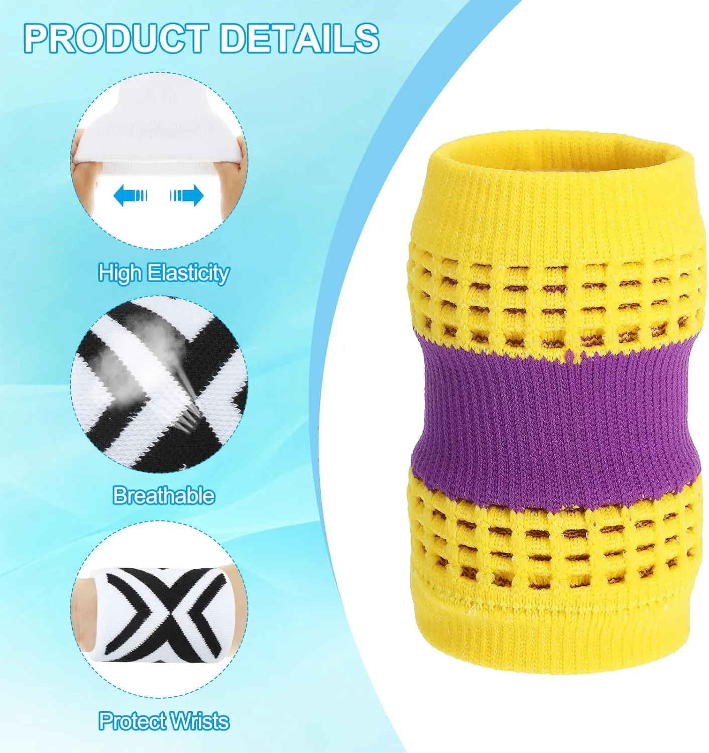 PATIKIL Sports Wristband Sweatbands for Men and Women, Breathable Nylon Tennis Wrist Bands Absorbent Sweat Band for Basketball Football Baseball Running Gym