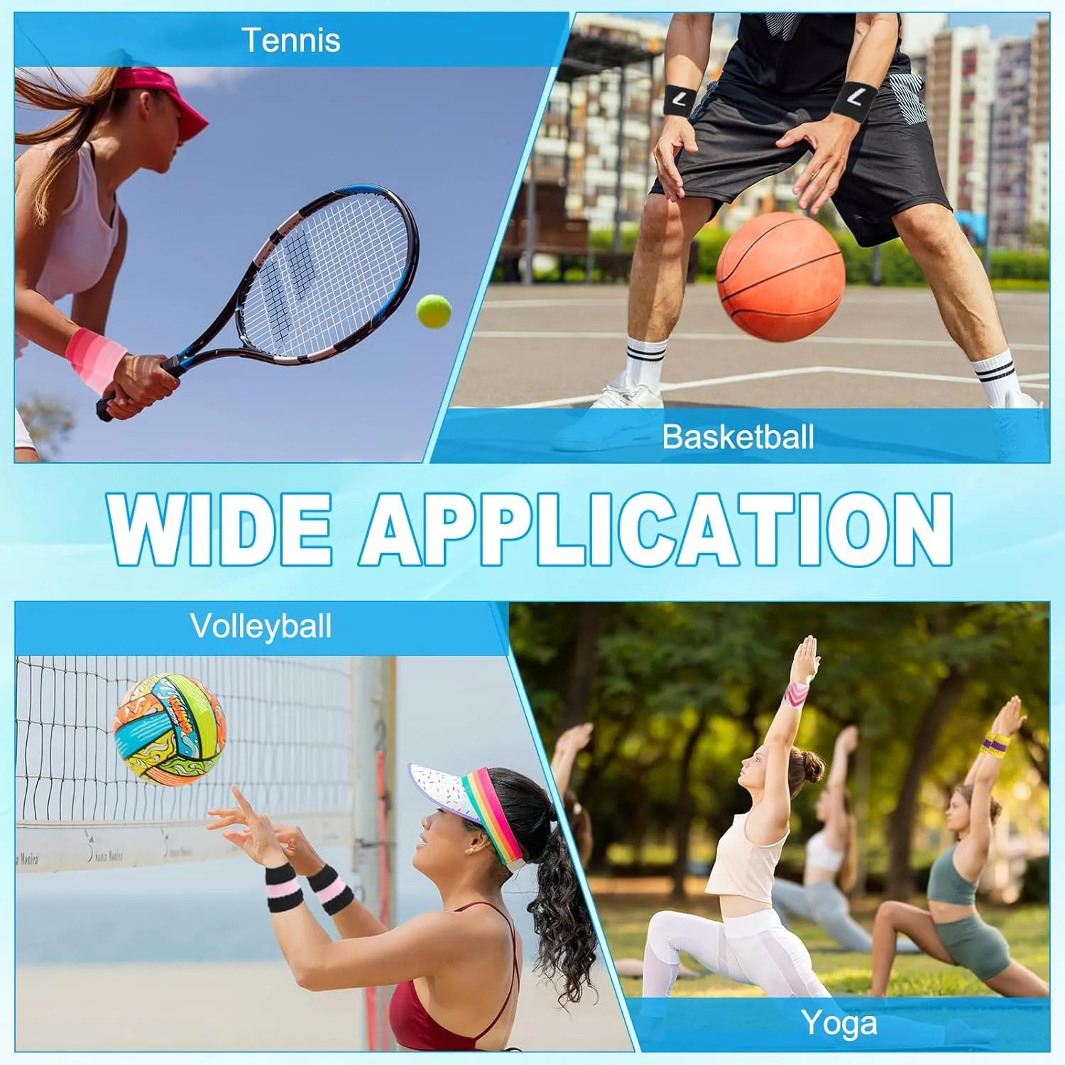 PATIKIL Sports Wristband Sweatbands for Men and Women, Breathable Nylon Tennis Wrist Bands Absorbent Sweat Band for Basketball Football Baseball Running Gym