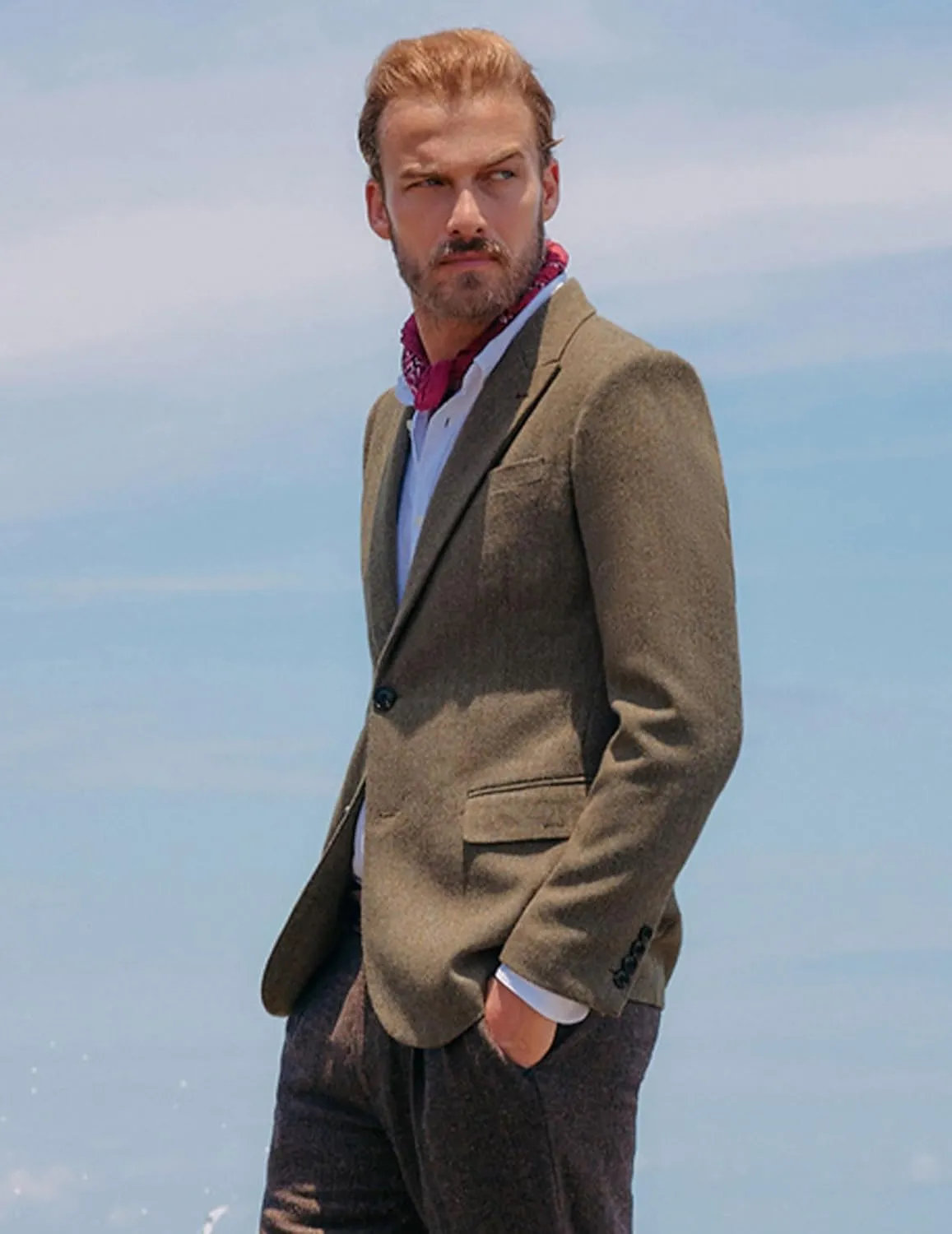 PJ PAUL JONES Men's Vintage Herringbone Tweed Blazers British Wool Blend Sport Coat Jacket