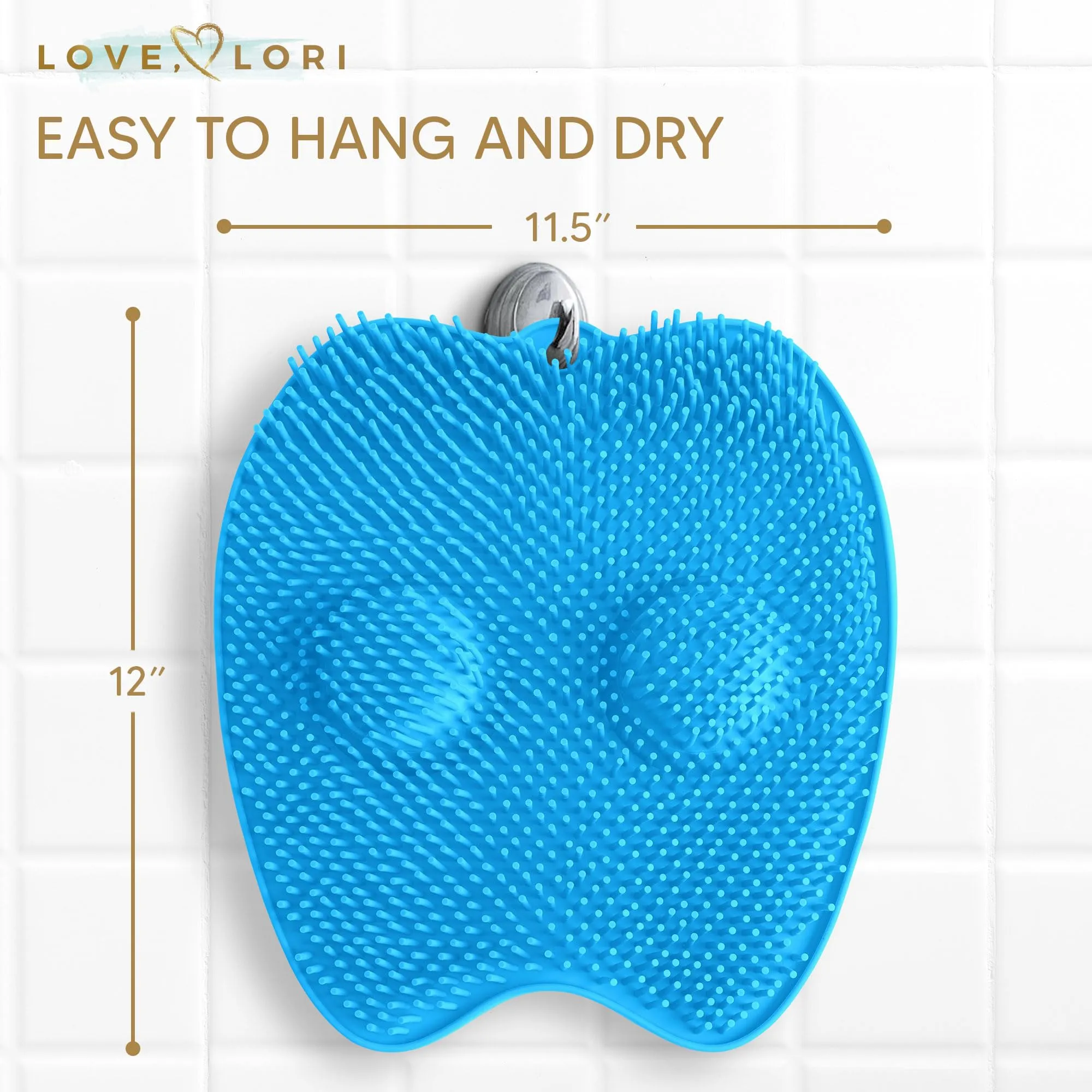 Plantar Fasciitis Relief Feet Scrubber by Love Lori - Foot Massager for Shower, Provides Heel & Foot Relief with Foot Massagers & Plantar Fasciitis Ball - Non-Slip & Suction Cups, Regular (Blue)