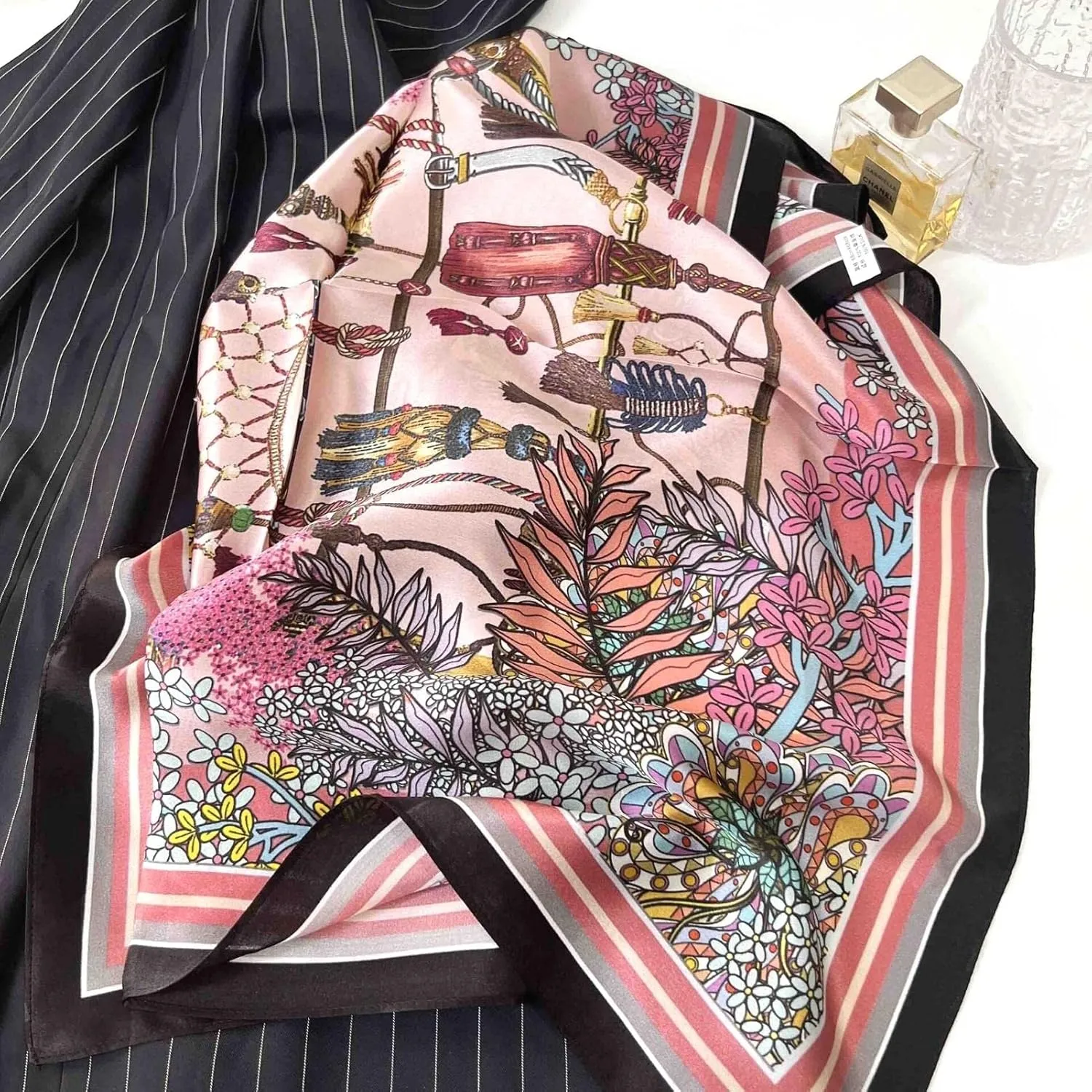 PoeticEHome 100% Pure Mulberry Silk Square Scarf 26"x26" Women Neckerchief Headscarf Gift Packed