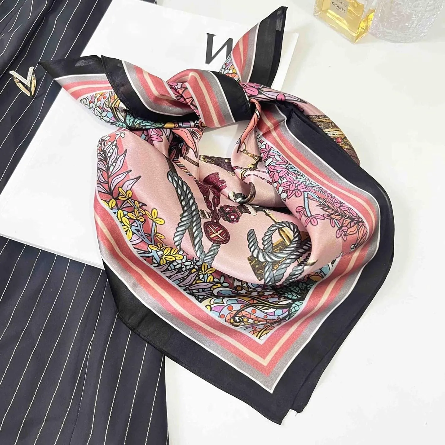 PoeticEHome 100% Pure Mulberry Silk Square Scarf 26"x26" Women Neckerchief Headscarf Gift Packed