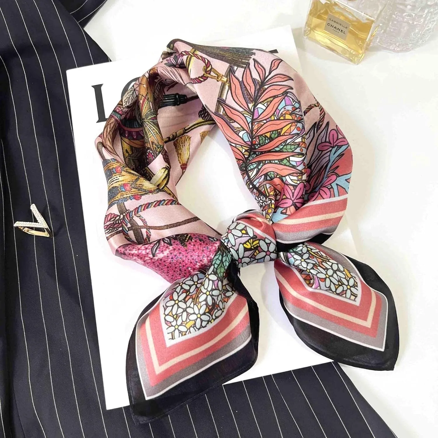 PoeticEHome 100% Pure Mulberry Silk Square Scarf 26"x26" Women Neckerchief Headscarf Gift Packed