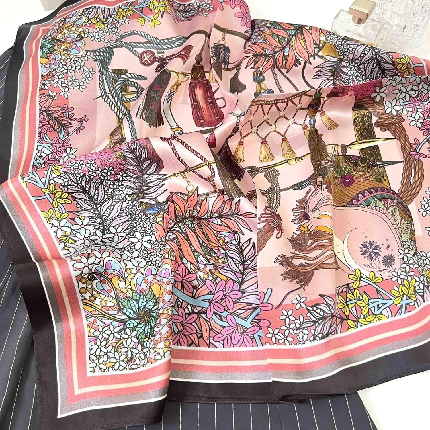 PoeticEHome 100% Pure Mulberry Silk Square Scarf 26"x26" Women Neckerchief Headscarf Gift Packed