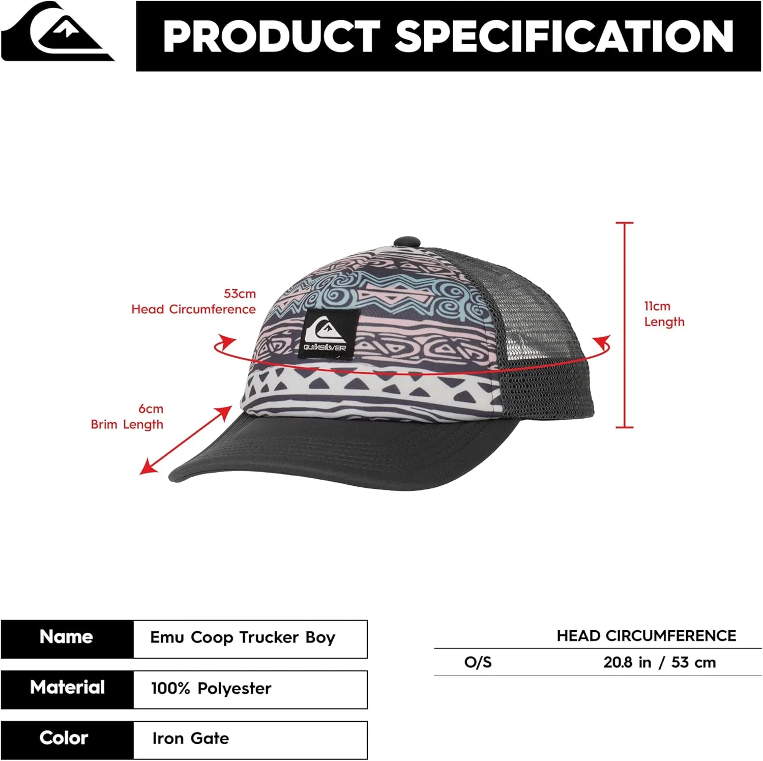 Quiksilver Boy's Emu Coop Snapback Trucker Hat Youth