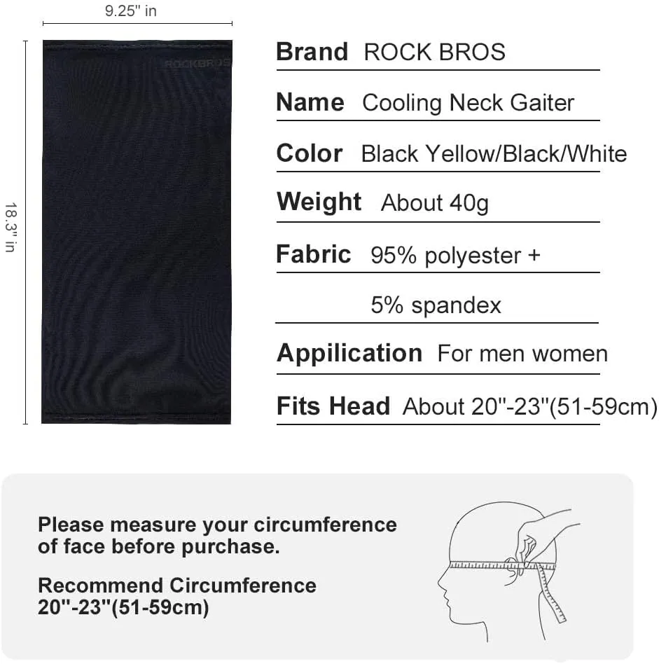 ROCKBROS Cooling Neck Gaiter Face Mask Fishing Scarf Face Cover for Men Women