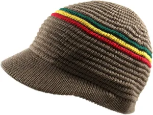 RW Knitted Cotton Rasta Skully Beanie Visor