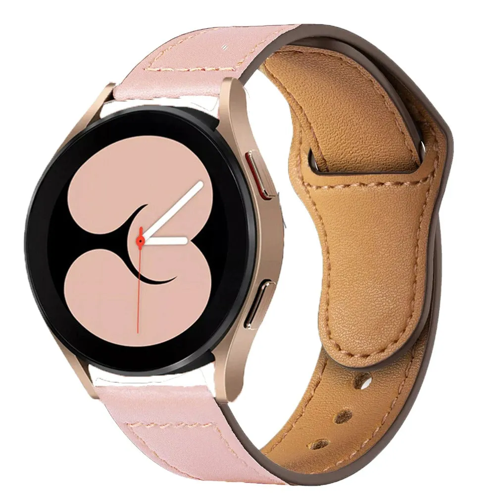 Samsung Galaxy Watch 4 40mm 44mm/Classic/Active 2 40mm 44mm/Galaxy Watch 3 41mm | Leather Wristband Strap | Pink
