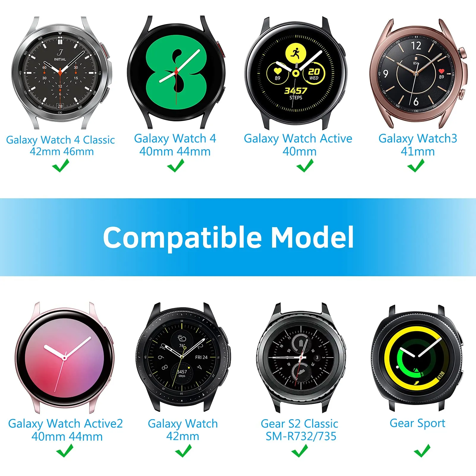 Samsung Galaxy Watch 4 40mm 44mm/Classic/Active 2 40mm 44mm/Galaxy Watch 3 41mm | Leather Wristband Strap | Pink