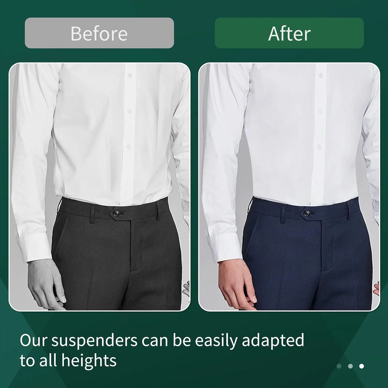 Shirt Stays, Hidden Suspenders for Men Police 2 Pair Mens Suspenders Adjustable for Military and Shirt Keepers