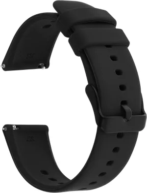 Silicone Watch Bands, Quick Release Waterproof Soft Rubber Replacement Straps with Silver Plated Stainless Steel Buckle Compatible with Smart Watch Sport Watch for Men Women