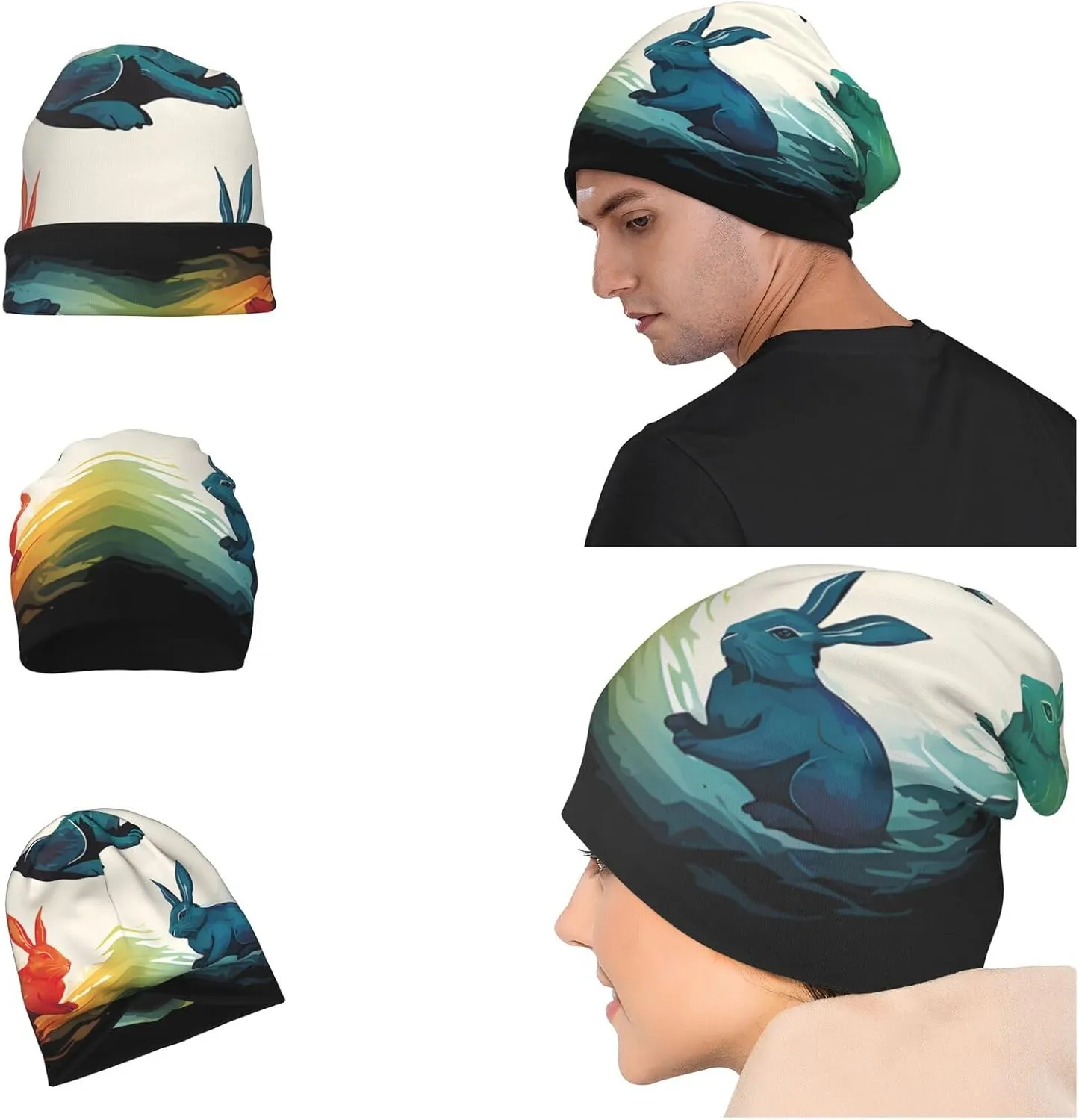 Slouchy Beanie Hat Casual Fashionable Hat Skull Cap Yellow Butterfly Flower Knit Hat for Women Man