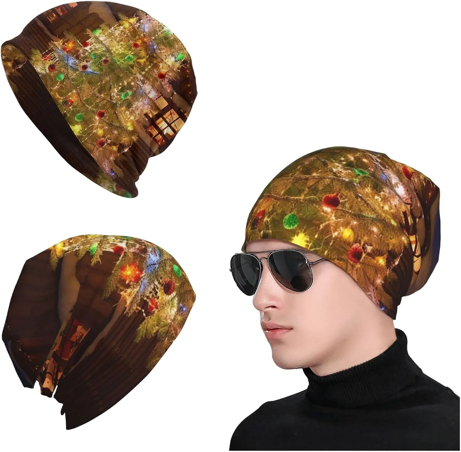 Slouchy Beanie Hat Casual Fashionable Hat Skull Cap Yellow Butterfly Flower Knit Hat for Women Man