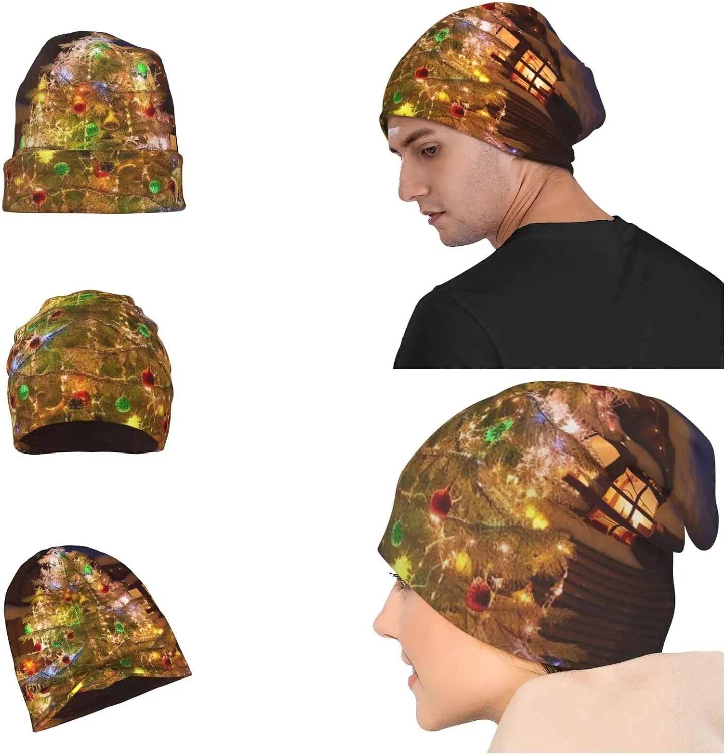 Slouchy Beanie Hat Casual Fashionable Hat Skull Cap Yellow Butterfly Flower Knit Hat for Women Man