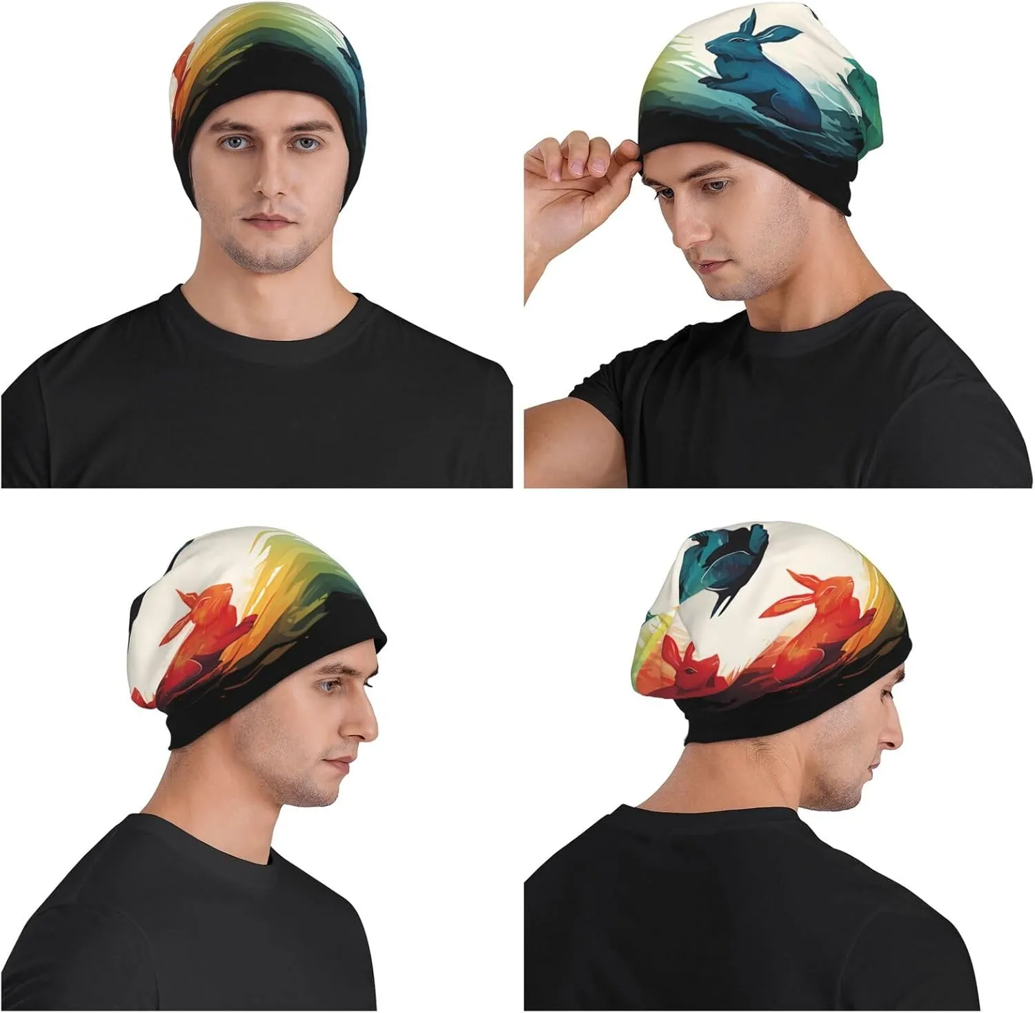 Slouchy Beanie Hat Casual Fashionable Hat Skull Cap Yellow Butterfly Flower Knit Hat for Women Man