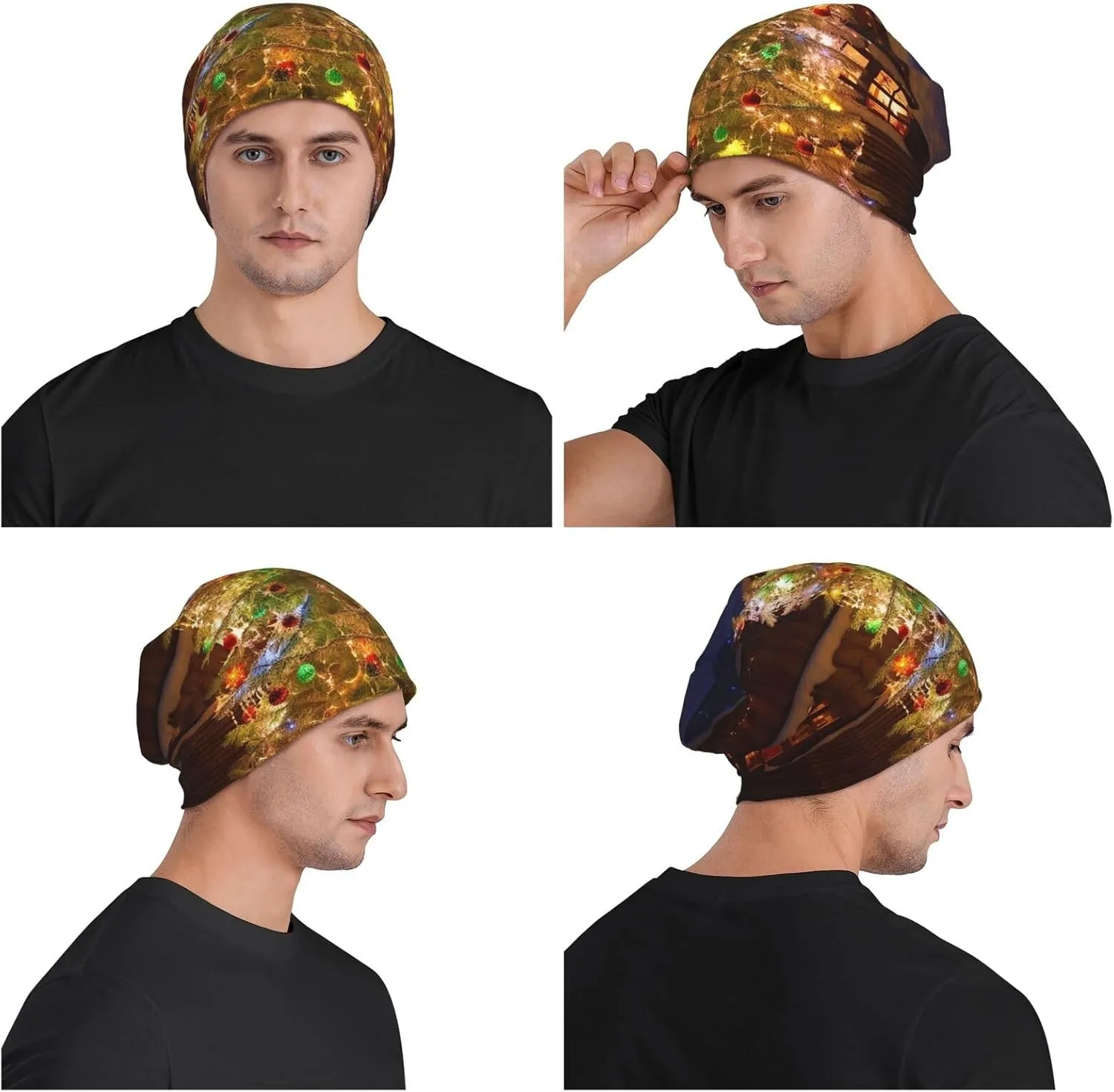 Slouchy Beanie Hat Casual Fashionable Hat Skull Cap Yellow Butterfly Flower Knit Hat for Women Man