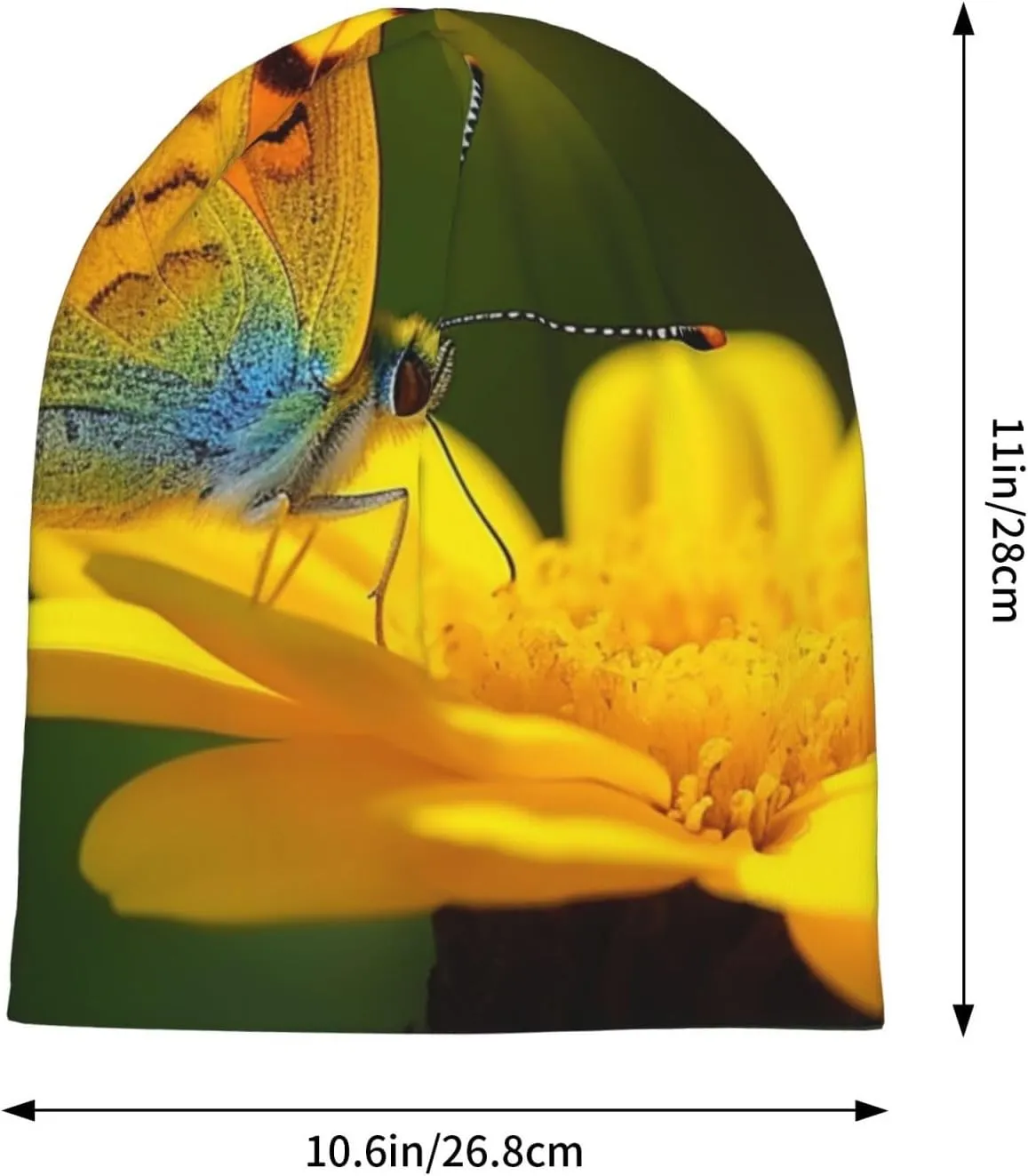 Slouchy Beanie Hat Casual Fashionable Hat Skull Cap Yellow Butterfly Flower Knit Hat for Women Man